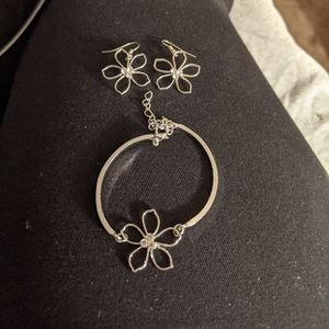 Silver earrings and bracelet